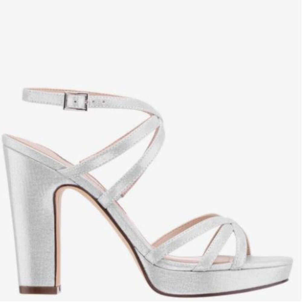 NEW Nina SIlver Block Heel Platform Sandal - size 8-1/2 M